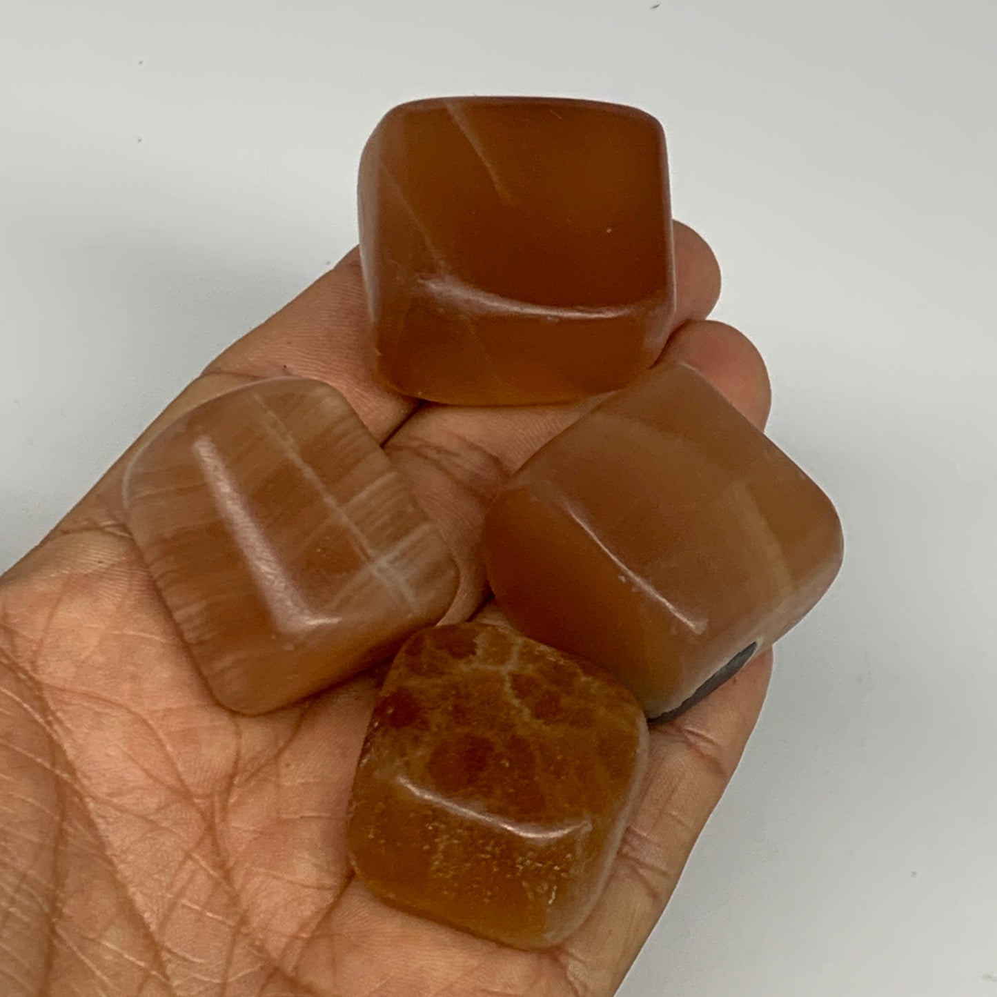 157.8g, 1"-1.3", 4pcs, Honey Calcite Tumbled Stones @Afghanistan, B26738