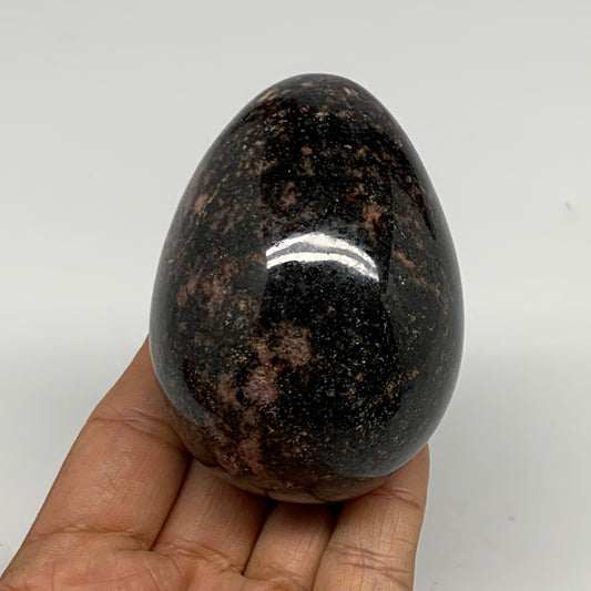416.3g, 3"x2.2" Natural Untreated Rhodonite Egg Polished @Madagascar, B22775