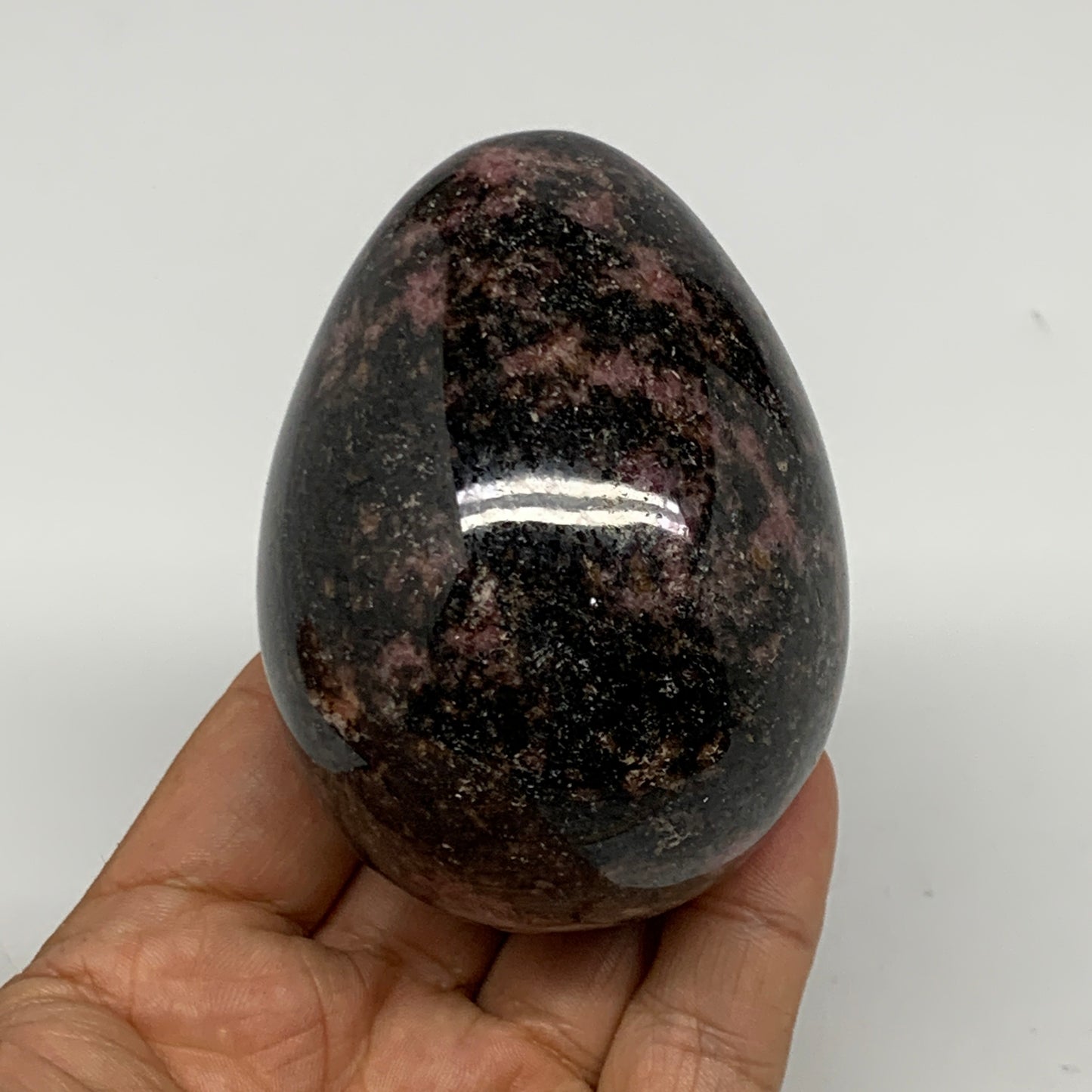 416.3g, 3"x2.2" Natural Untreated Rhodonite Egg Polished @Madagascar, B22775