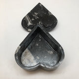 414 Grams Heart Fossils Orthoceras Handmade Black Jewelry Box @Morocco,MF527