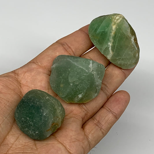 156.6g,1.2"-1.8", 3pcs, Fluorite Tumbled Rough/Semi- Polished @Mexico, B18700