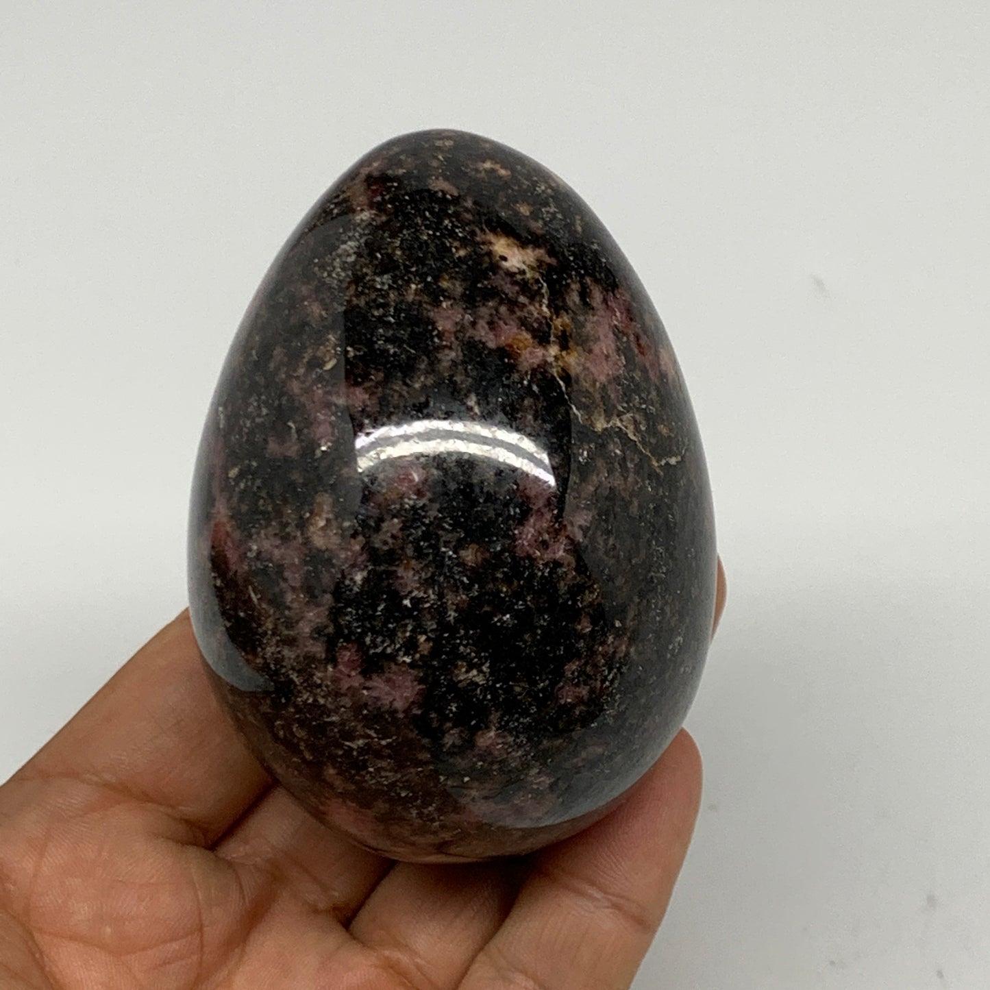 416.3g, 3"x2.2" Natural Untreated Rhodonite Egg Polished @Madagascar, B22775