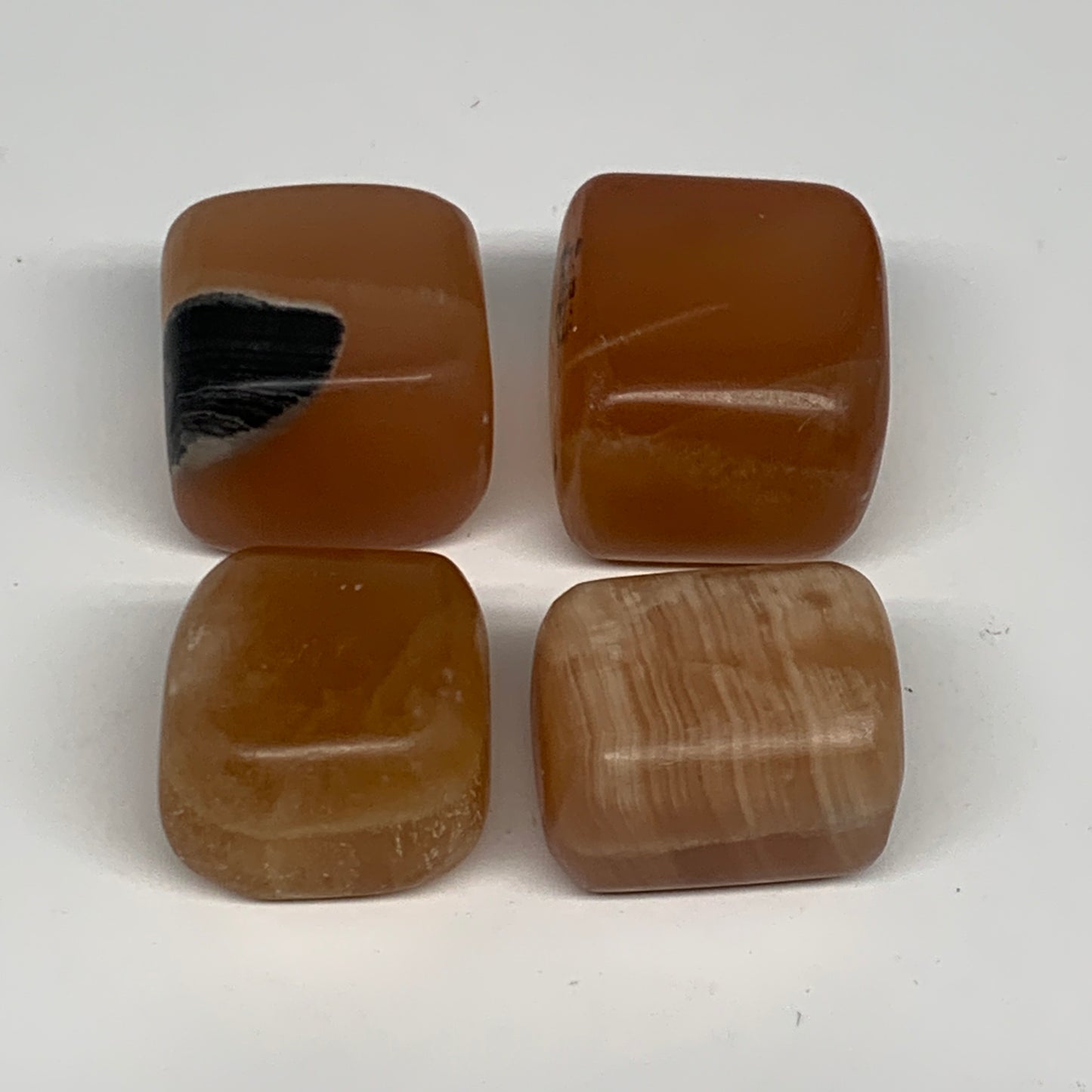 157.8g, 1"-1.3", 4pcs, Honey Calcite Tumbled Stones @Afghanistan, B26738
