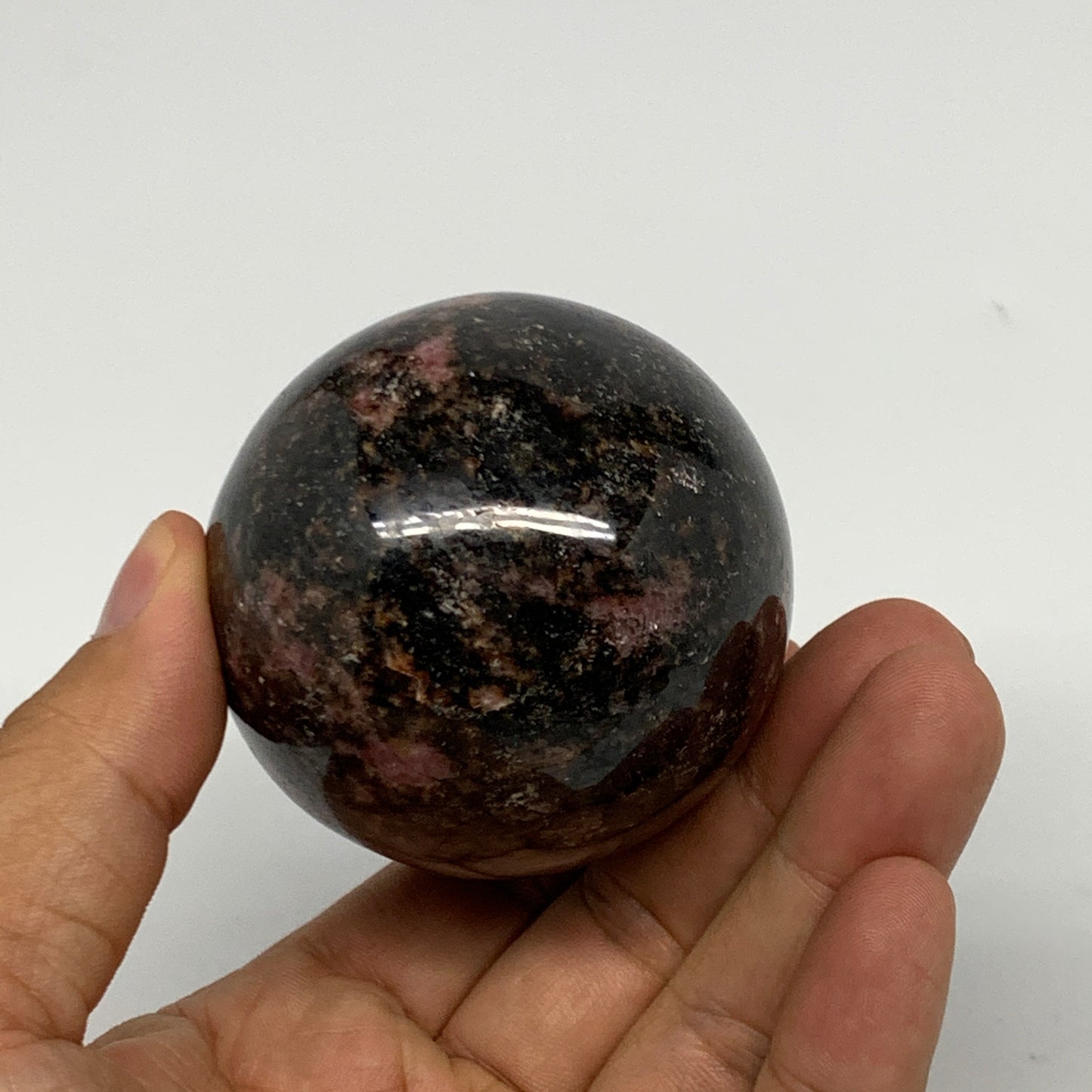 416.3g, 3"x2.2" Natural Untreated Rhodonite Egg Polished @Madagascar, B22775