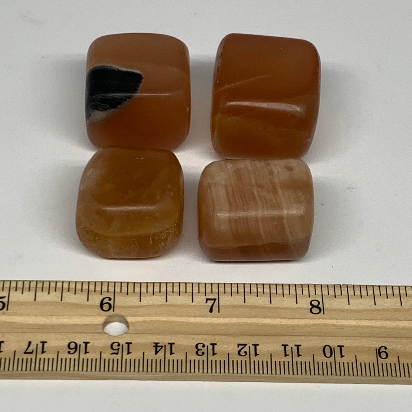 157.8g, 1"-1.3", 4pcs, Honey Calcite Tumbled Stones @Afghanistan, B26738