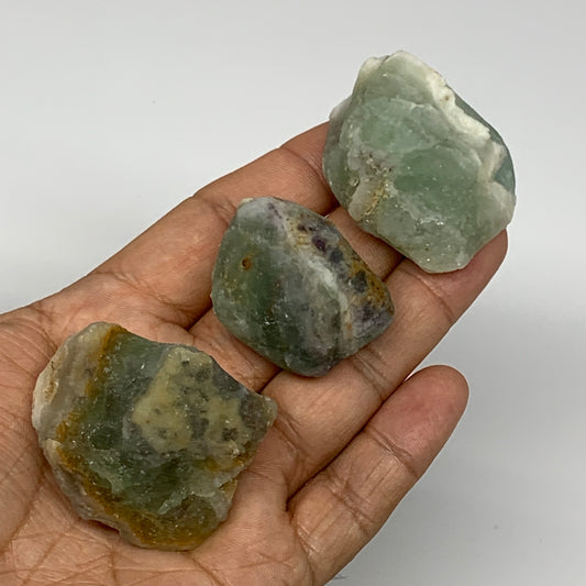135.1g,1.4"-1.7", 3pcs, Fluorite Tumbled Rough/Semi- Polished @Mexico, B18701