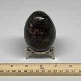 416.3g, 3"x2.2" Natural Untreated Rhodonite Egg Polished @Madagascar, B22775