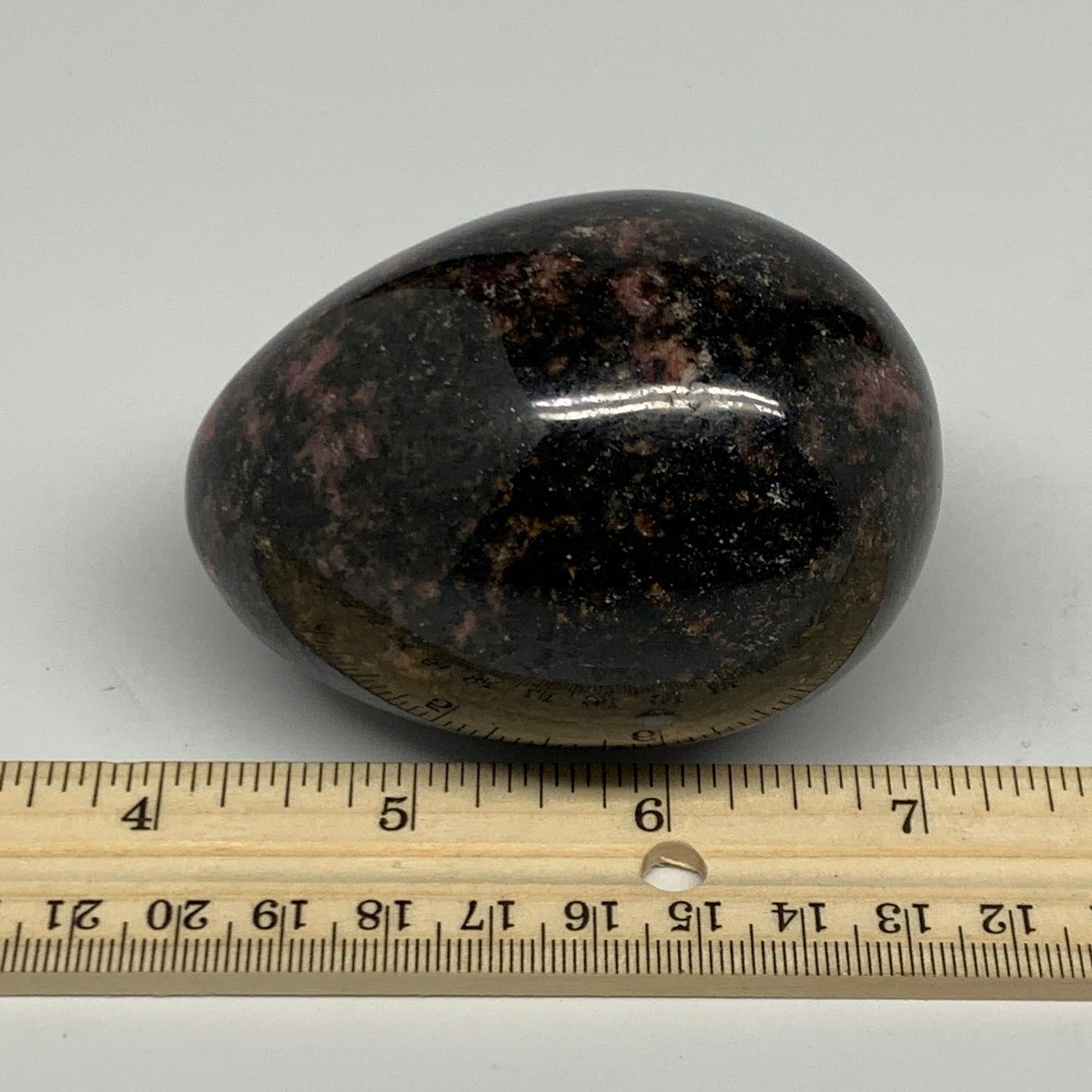 416.3g, 3"x2.2" Natural Untreated Rhodonite Egg Polished @Madagascar, B22775