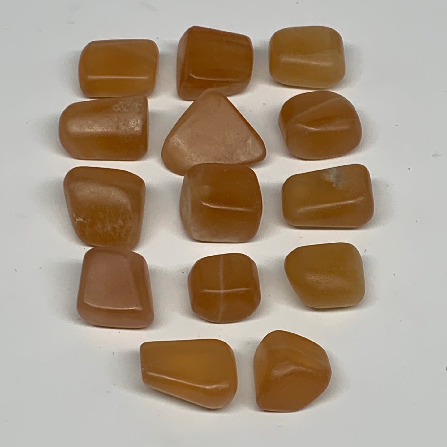 156.9g, 0.7"-1.1", 14pcs, Honey Calcite Tumbled Stones @Afghanistan, B26739