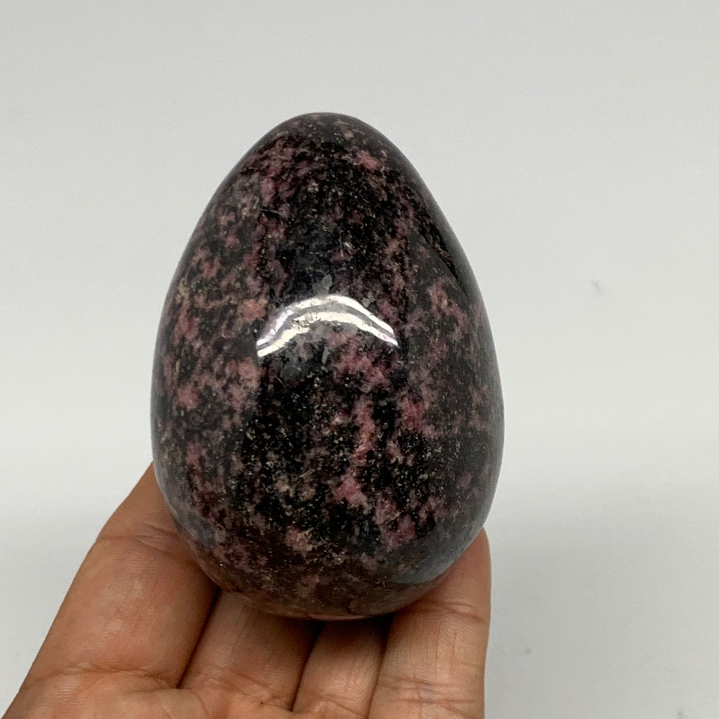 376.2g, 2.9"x2.1" Natural Untreated Rhodonite Egg Polished @Madagascar, B22776