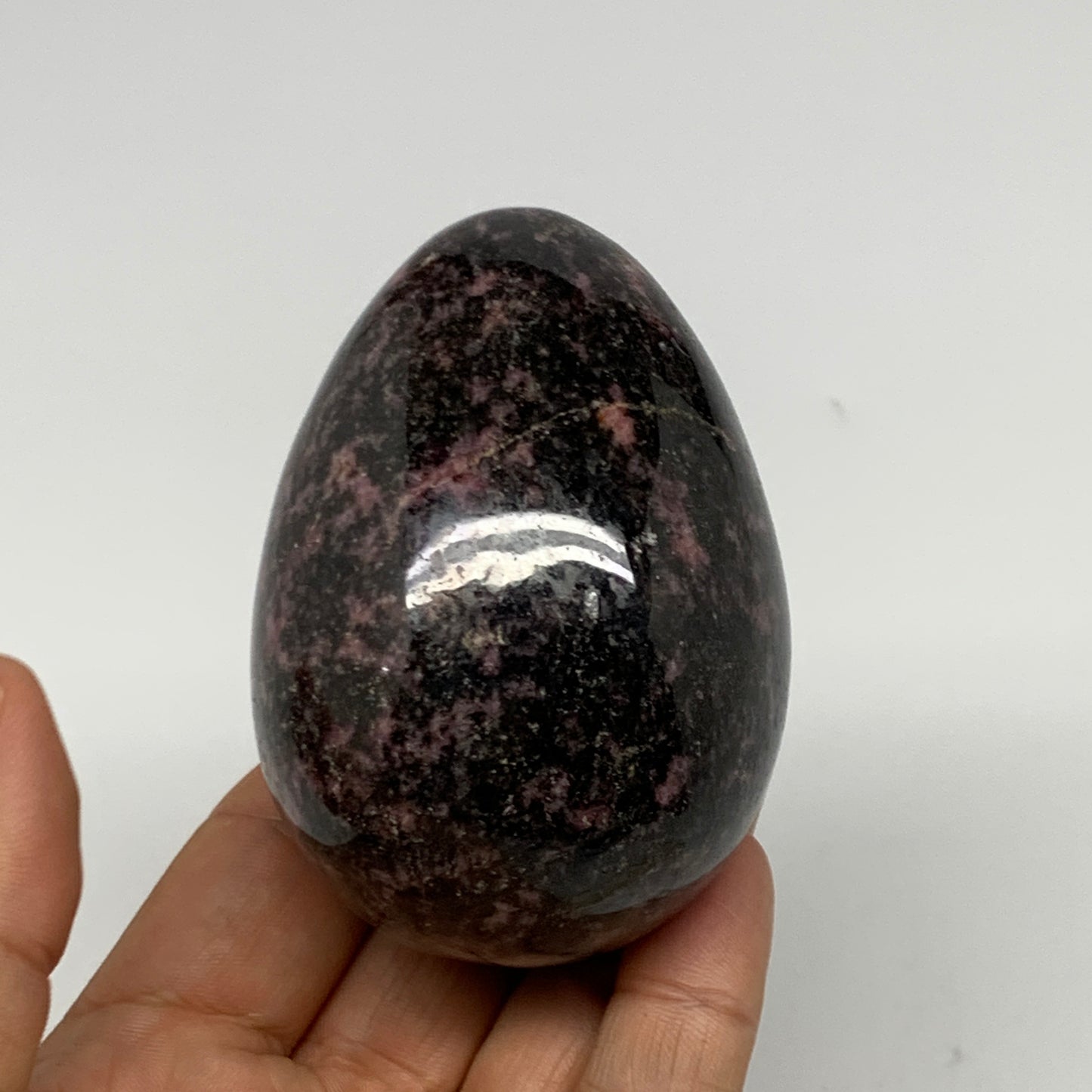 376.2g, 2.9"x2.1" Natural Untreated Rhodonite Egg Polished @Madagascar, B22776