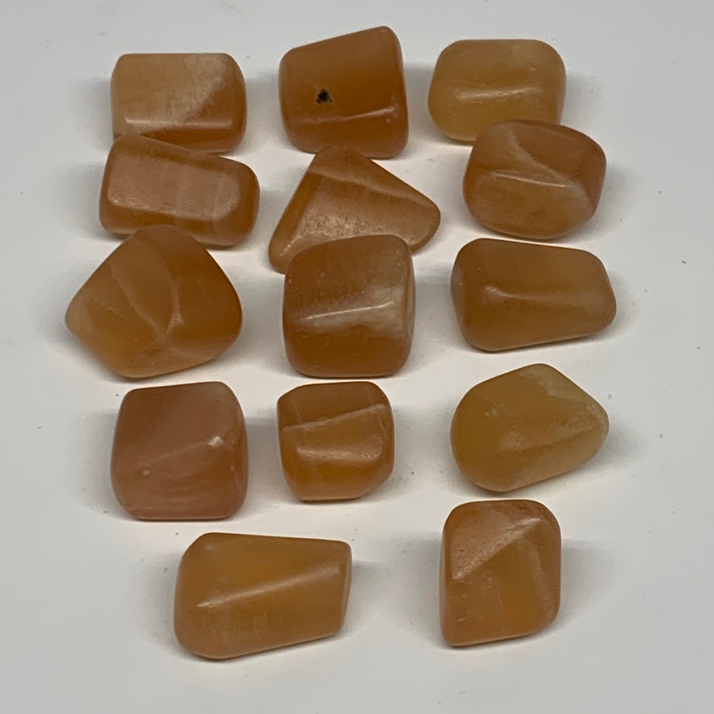 156.9g, 0.7"-1.1", 14pcs, Honey Calcite Tumbled Stones @Afghanistan, B26739