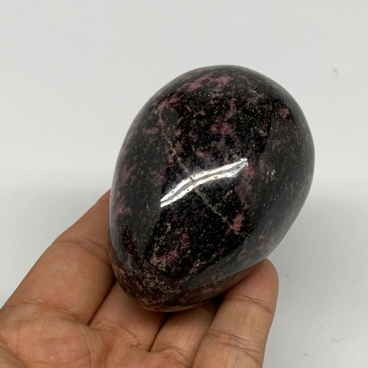 376.2g, 2.9"x2.1" Natural Untreated Rhodonite Egg Polished @Madagascar, B22776