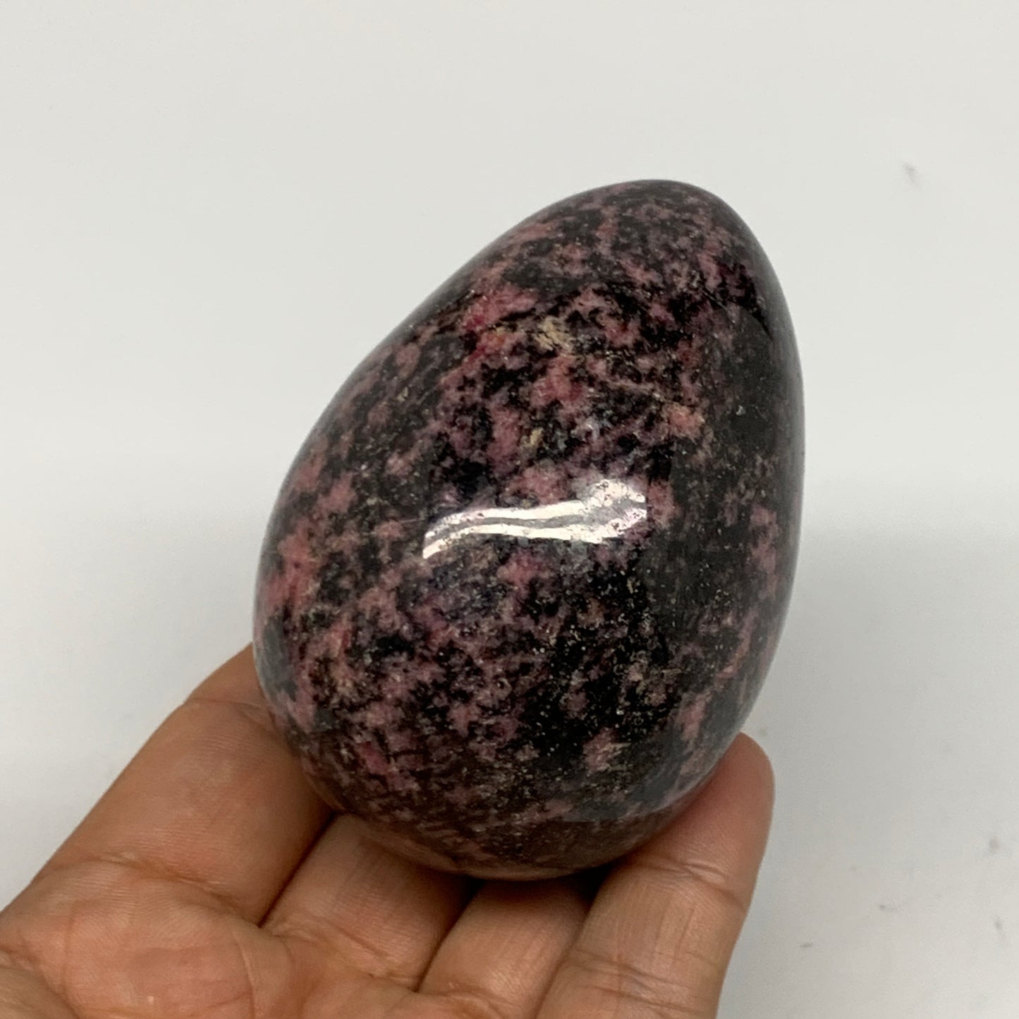 376.2g, 2.9"x2.1" Natural Untreated Rhodonite Egg Polished @Madagascar, B22776