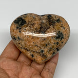 250.4g, 2.7"x3.1"x1.3" Orange Calcite Heart Gemstones from Madagascar, B17179