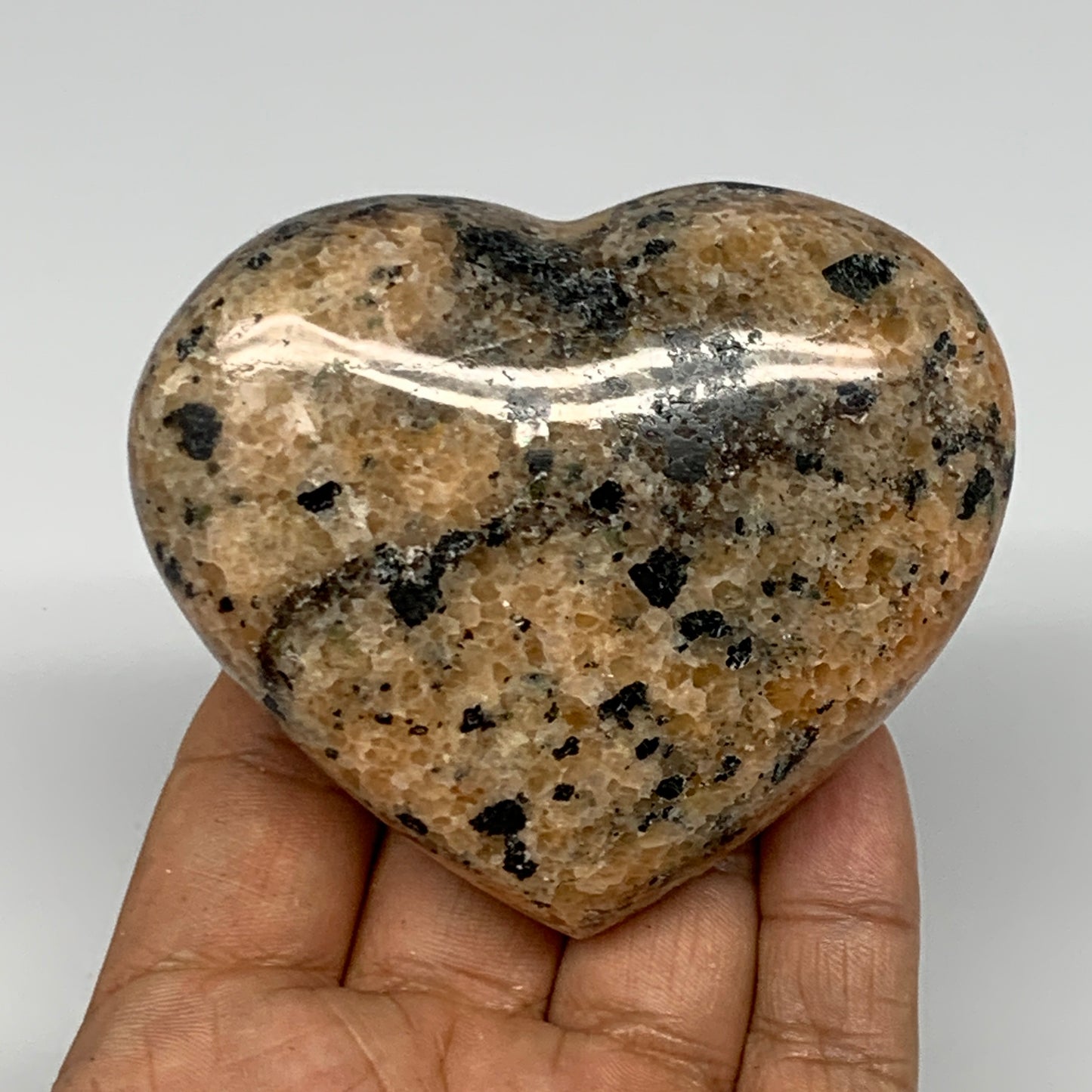 250.4g, 2.7"x3.1"x1.3" Orange Calcite Heart Gemstones from Madagascar, B17179