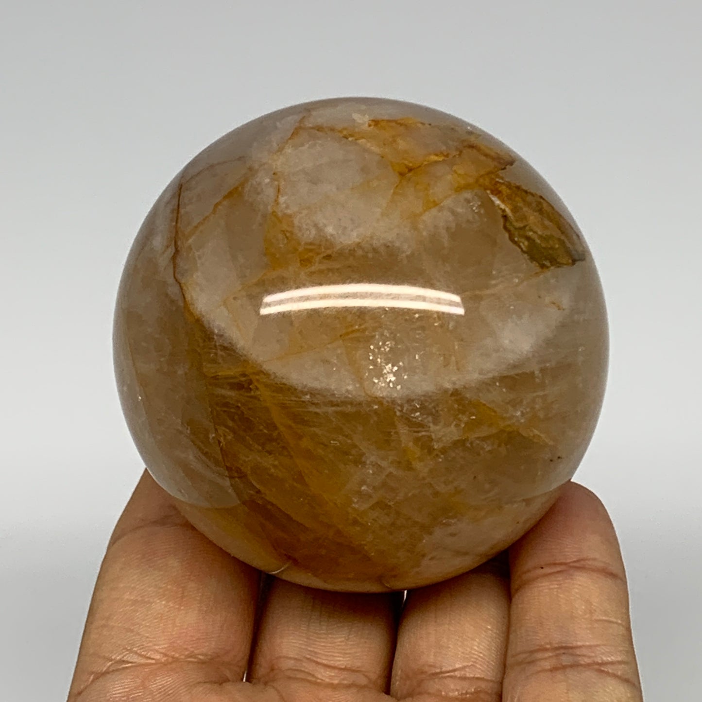331.8g, 2.4" (66mm), Yellow Hematoid Sphere Crystal Ball Gemstones @Madagascar,B