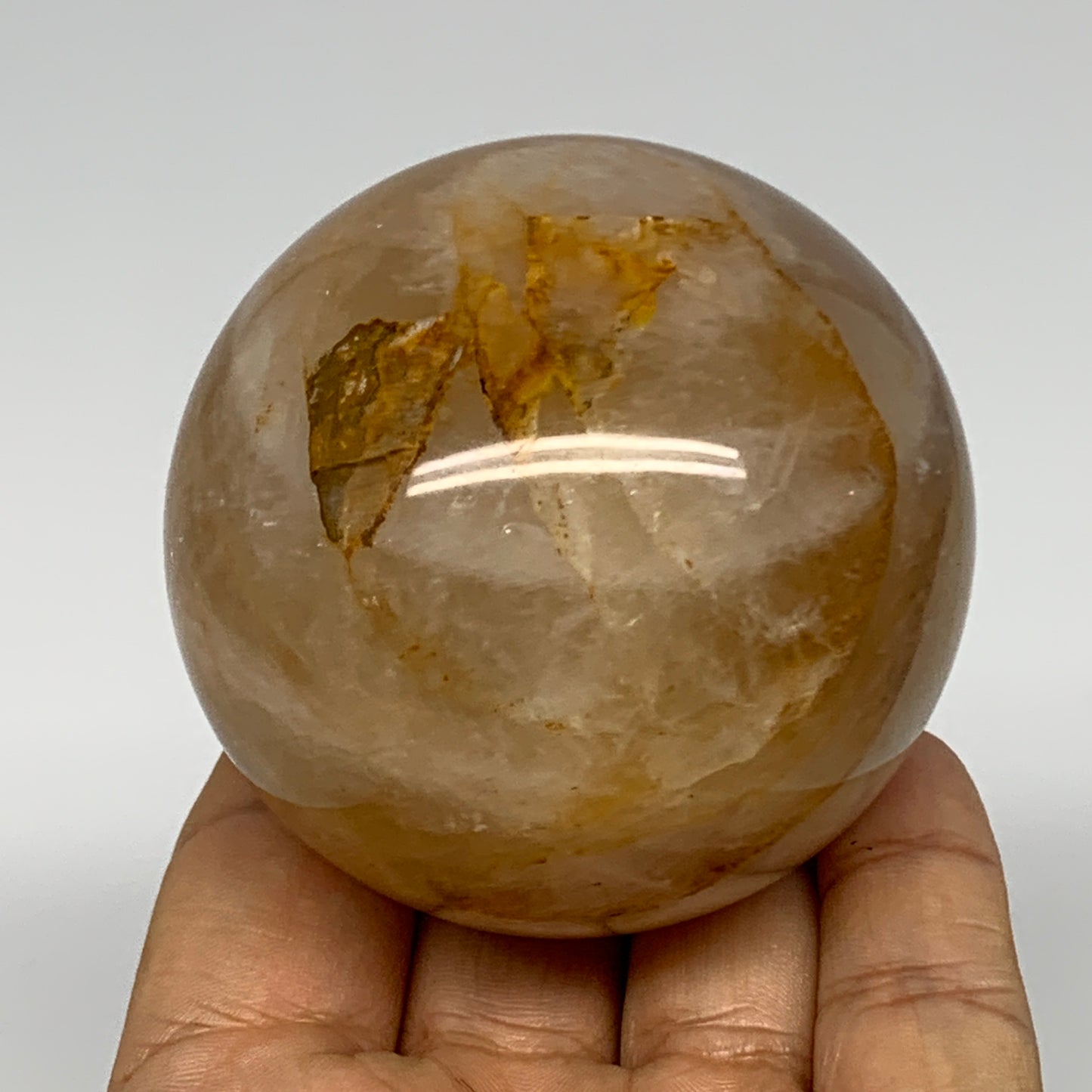 331.8g, 2.4" (66mm), Yellow Hematoid Sphere Crystal Ball Gemstones @Madagascar,B