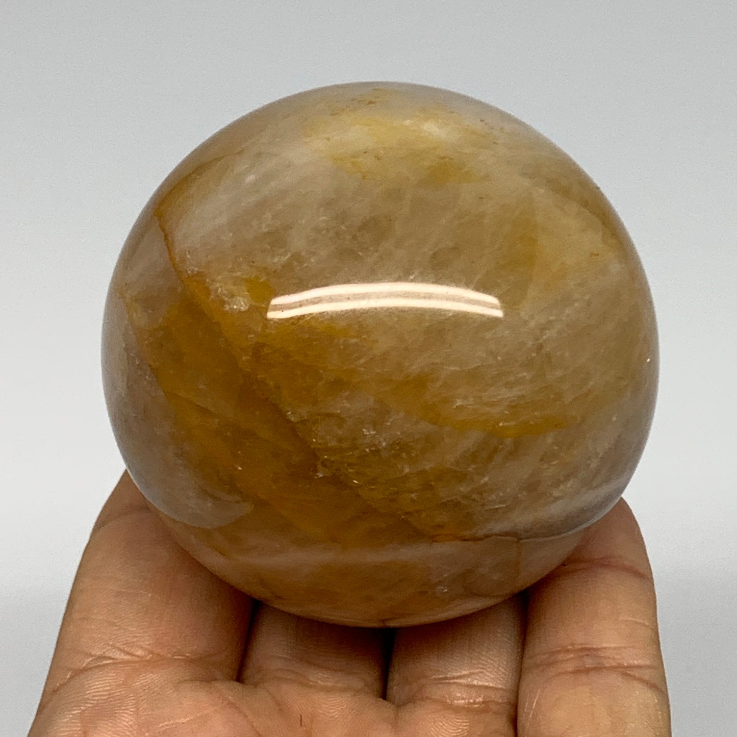 331.8g, 2.4" (66mm), Yellow Hematoid Sphere Crystal Ball Gemstones @Madagascar,B