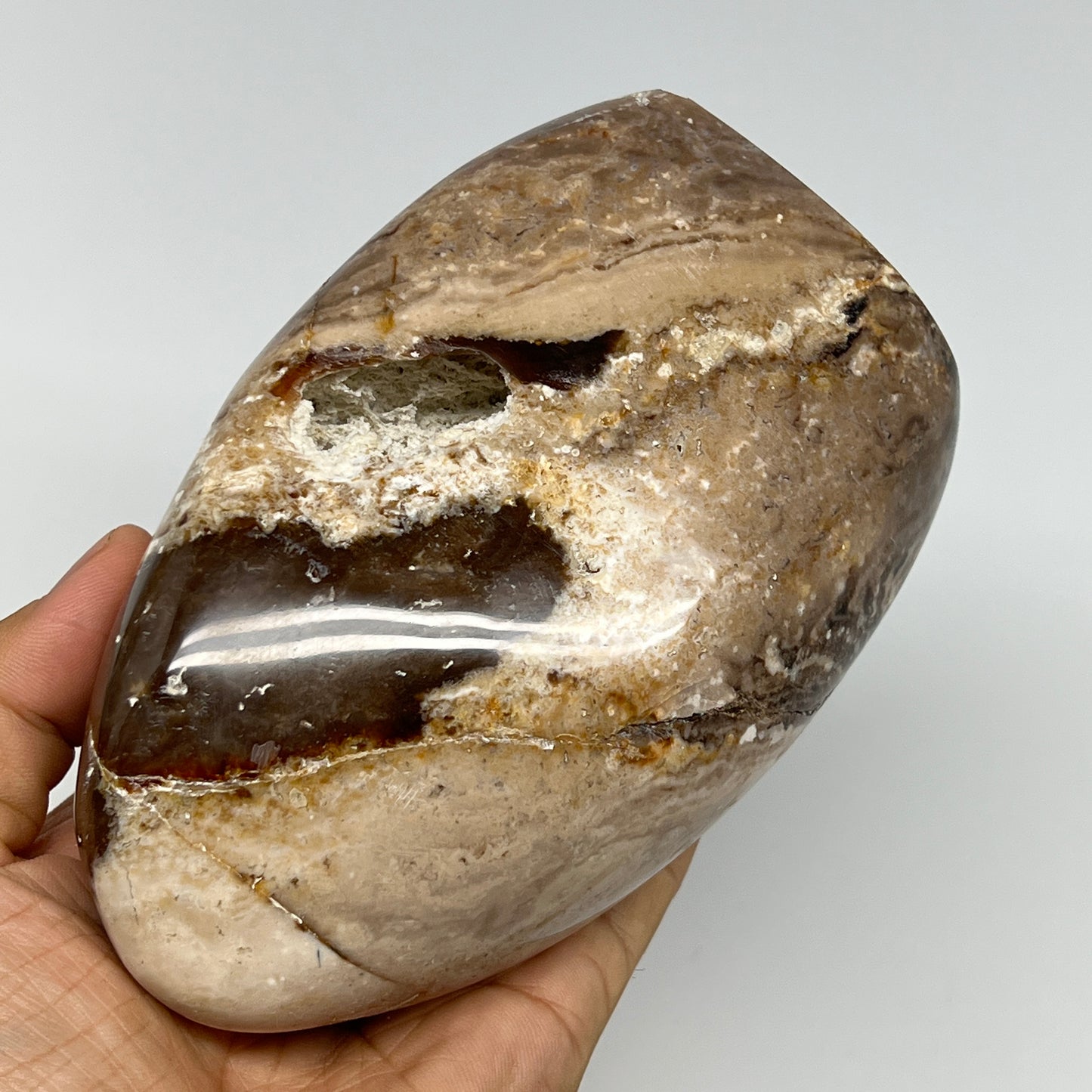 890g,5.3"x3.4"x2.3" Black Opal Freeform Polished Gemstone @Madagascar,B21082