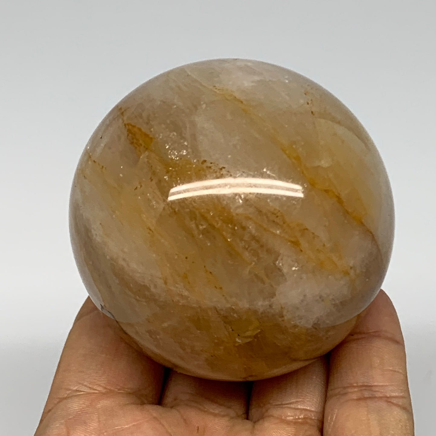 331.8g, 2.4" (66mm), Yellow Hematoid Sphere Crystal Ball Gemstones @Madagascar,B