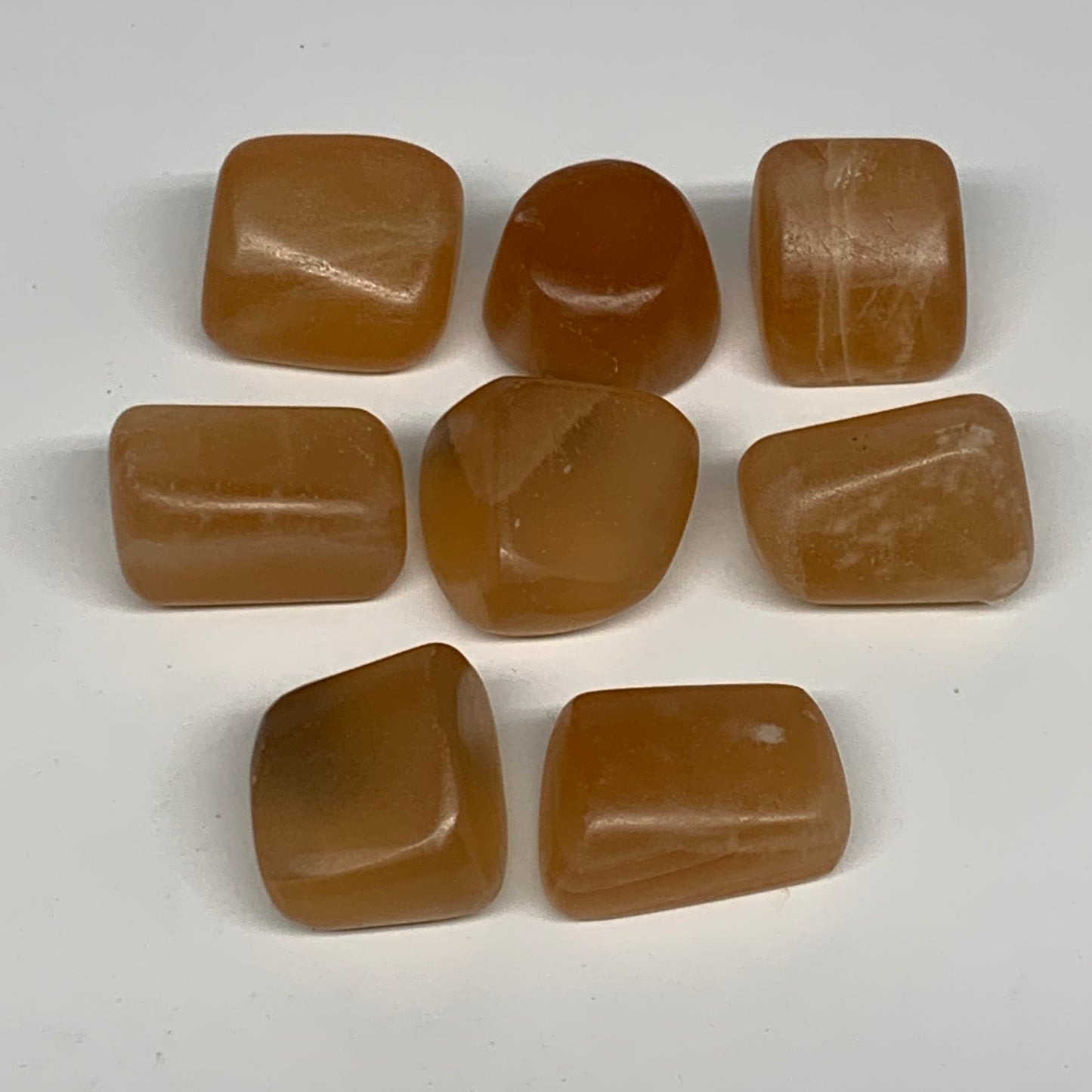 132g, 0.7"-1.1", 8pcs, Honey Calcite Tumbled Stones @Afghanistan, B26741