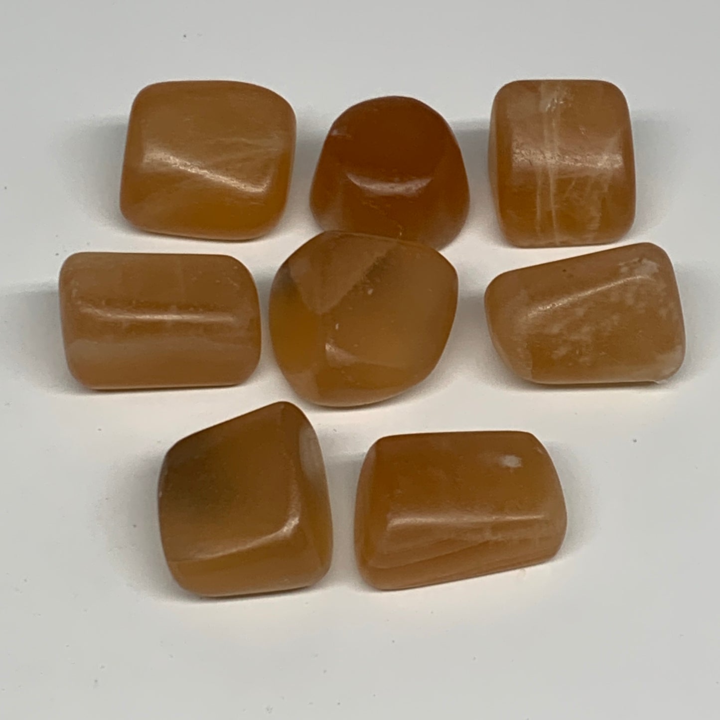132g, 0.7"-1.1", 8pcs, Honey Calcite Tumbled Stones @Afghanistan, B26741