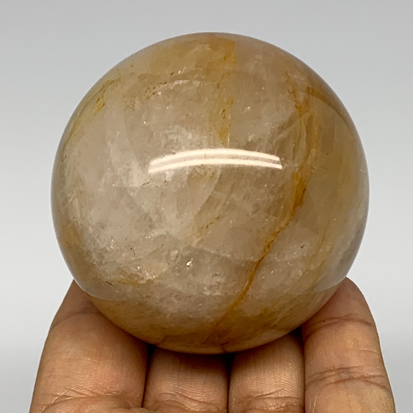 331.8g, 2.4" (66mm), Yellow Hematoid Sphere Crystal Ball Gemstones @Madagascar,B