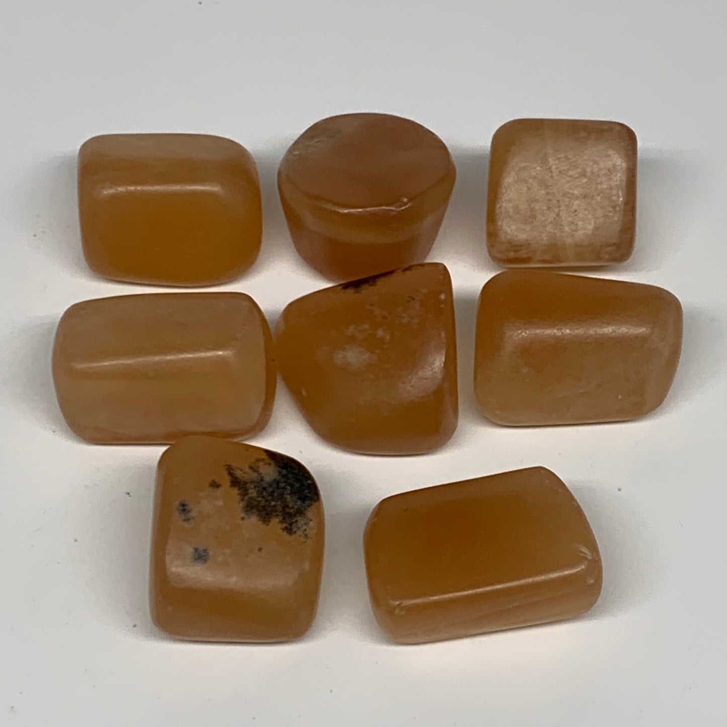 132g, 0.7"-1.1", 8pcs, Honey Calcite Tumbled Stones @Afghanistan, B26741