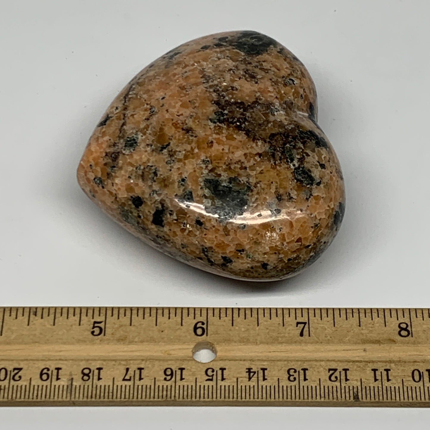 250.4g, 2.7"x3.1"x1.3" Orange Calcite Heart Gemstones from Madagascar, B17179