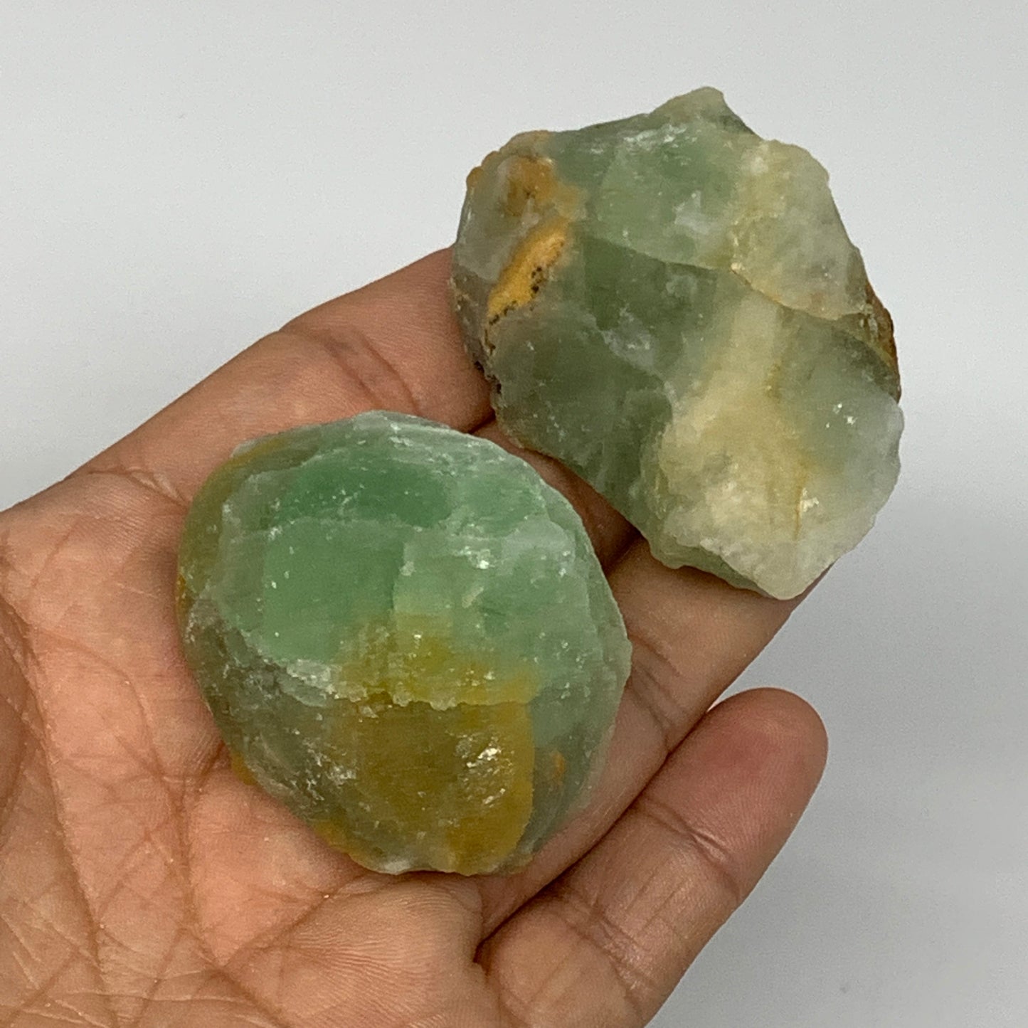 143.7g,1.8"-2", 2pcs, Fluorite Tumbled Rough/Semi- Polished @Mexico, B18704