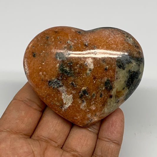 172.5g, 2.3"x2.8"x1.1" Orange Calcite Heart Gemstones from Madagascar, B17180
