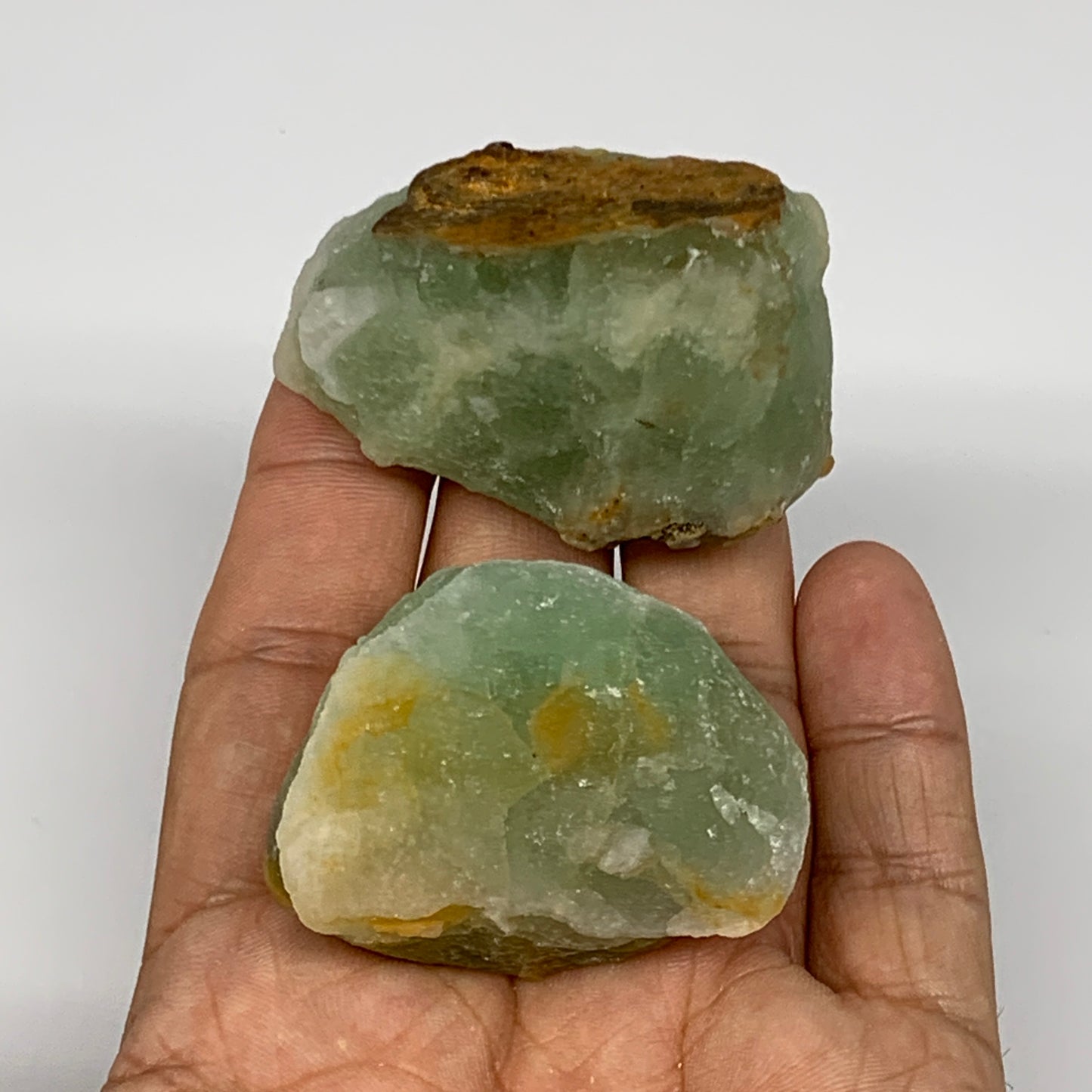 143.7g,1.8"-2", 2pcs, Fluorite Tumbled Rough/Semi- Polished @Mexico, B18704