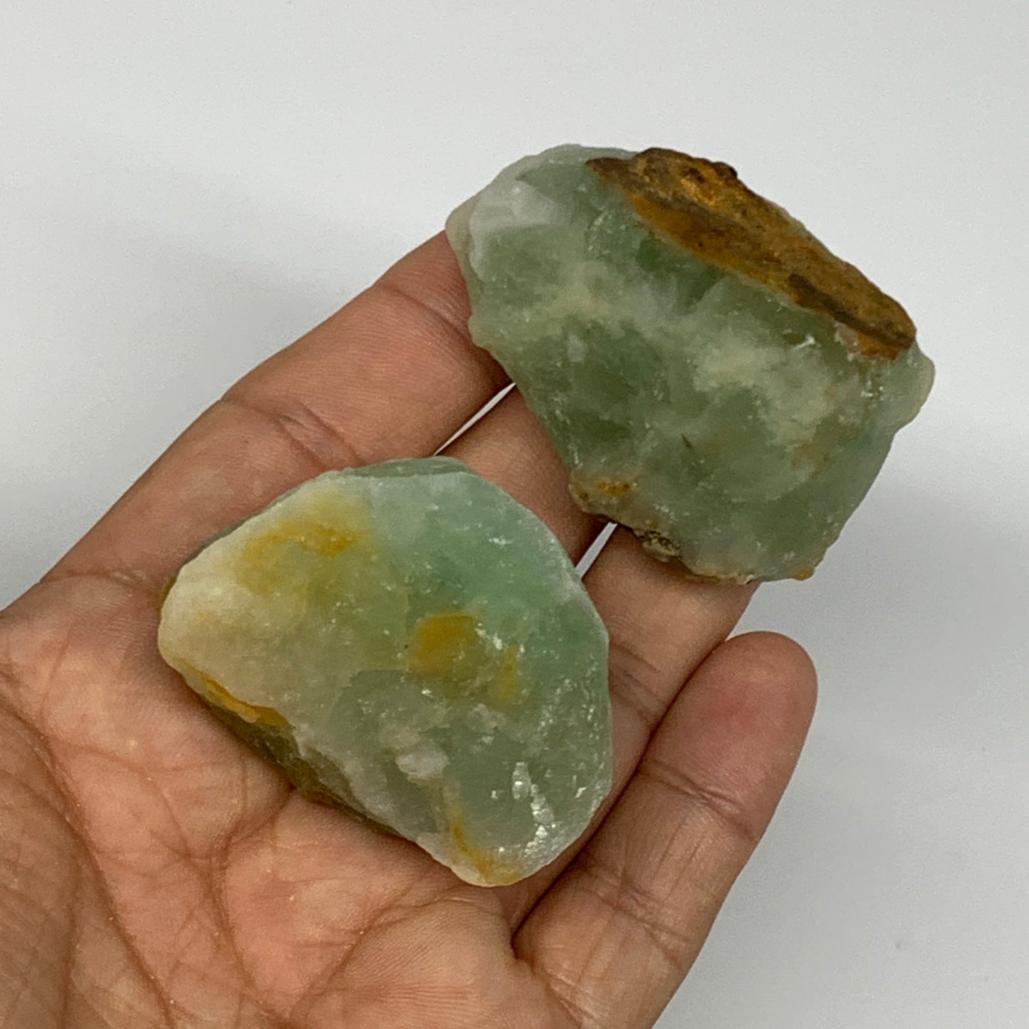 143.7g,1.8"-2", 2pcs, Fluorite Tumbled Rough/Semi- Polished @Mexico, B18704