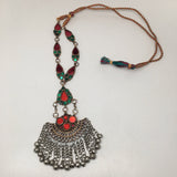 Handmade Afghan Tribal Kuchi Multi-Color Glass Bells Boho ATS Necklace, KN361 - watangem.com