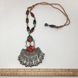 Handmade Afghan Tribal Kuchi Multi-Color Glass Bells Boho ATS Necklace, KN361 - watangem.com