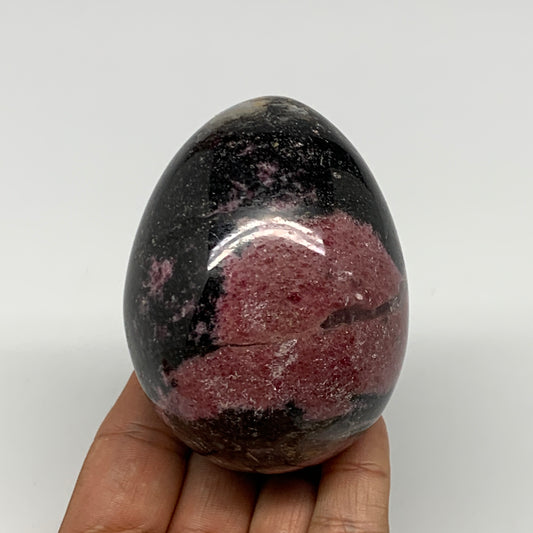 476.1g, 3"x2.3" Natural Untreated Rhodonite Egg Polished @Madagascar, B22779