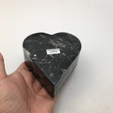 386 Grams Heart Fossils Orthoceras Handmade Black Jewelry Box @Morocco,MF522 - watangem.com
