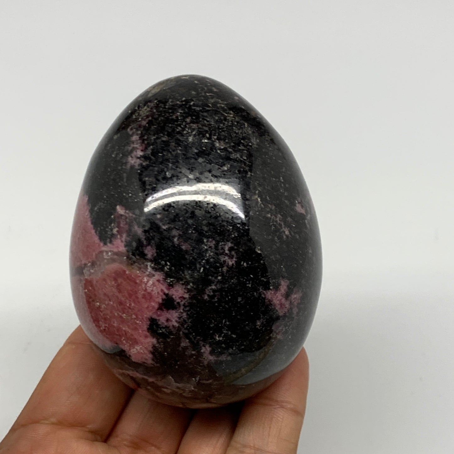 476.1g, 3"x2.3" Natural Untreated Rhodonite Egg Polished @Madagascar, B22779