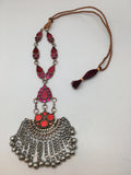 Handmade Afghan Tribal Kuchi Multi-Color Glass Bells Boho ATS Necklace, KN363 - watangem.com