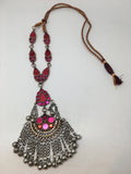 Handmade Afghan Tribal Kuchi Multi-Color Glass Bells Boho ATS Necklace, KN364 - watangem.com