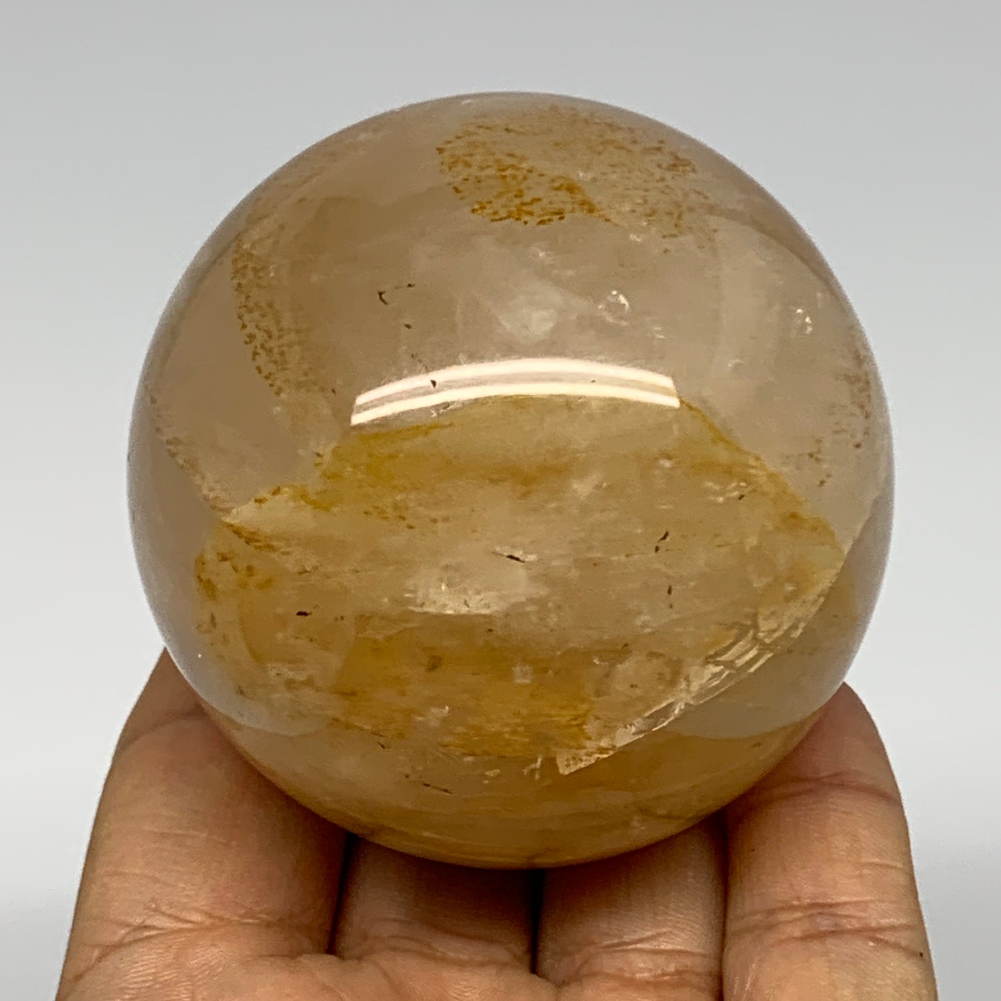 333.1g, 2.5" (62mm), Yellow Hematoid Sphere Crystal Ball Gemstones @Madagascar,B