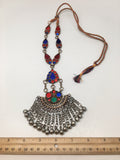 Handmade Afghan Tribal Kuchi Multi-Color Glass Bells Boho ATS Necklace, KN365 - watangem.com