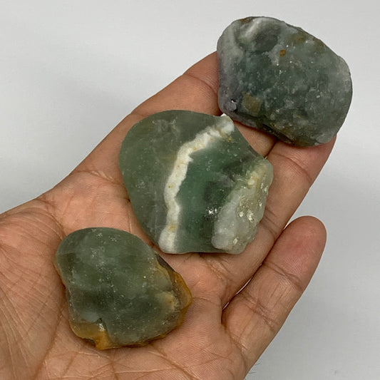 154.3g,1.5"-1.8", 3pcs, Fluorite Tumbled Rough/Semi- Polished @Mexico, B18707