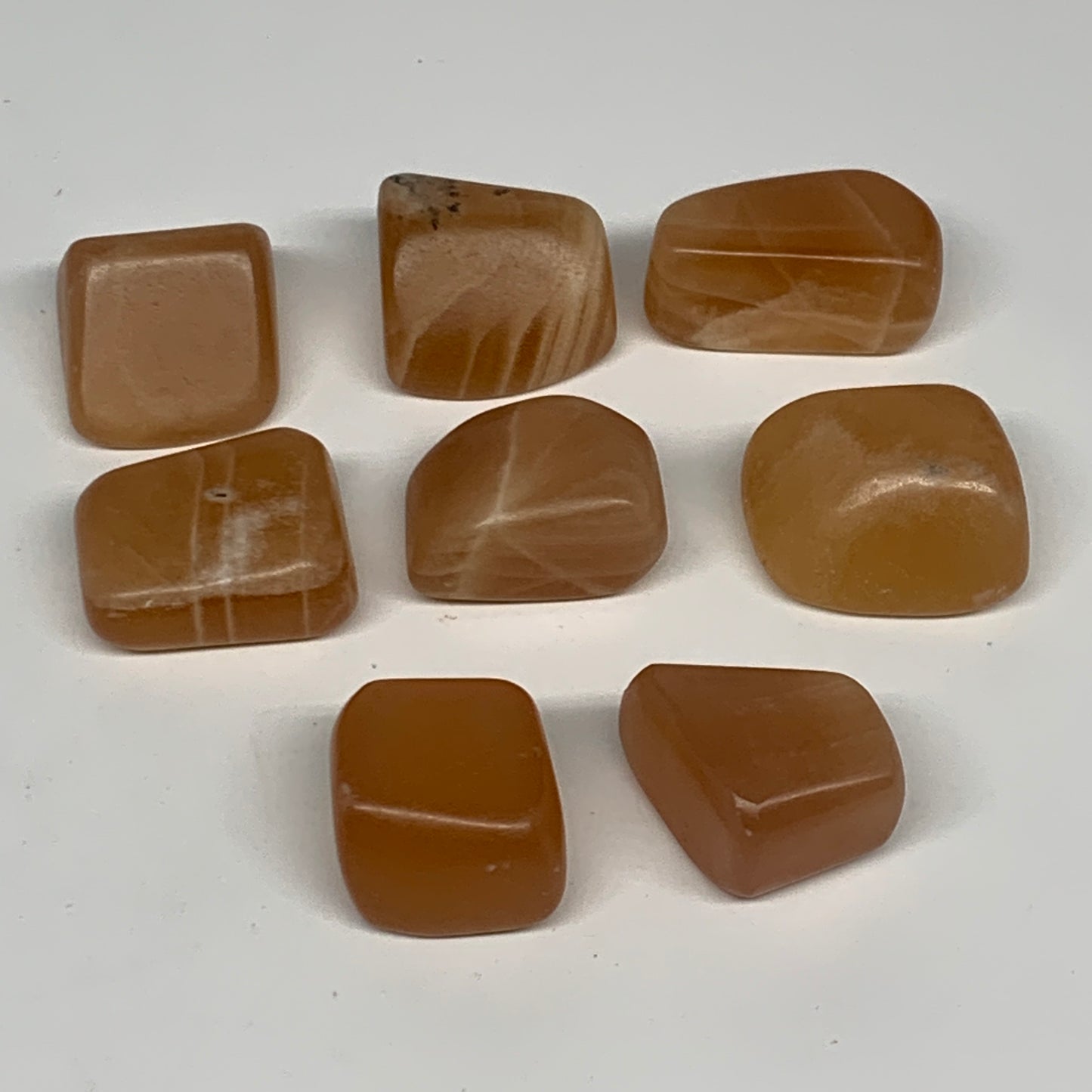 143.7g, 1"-1.3", 8pcs, Honey Calcite Tumbled Stones @Afghanistan, B26745