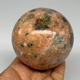 755g, 3.2"(80mm) Orange Calcite Sphere Ball Gemstone from Madagascar, B17182