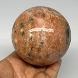 755g, 3.2"(80mm) Orange Calcite Sphere Ball Gemstone from Madagascar, B17182