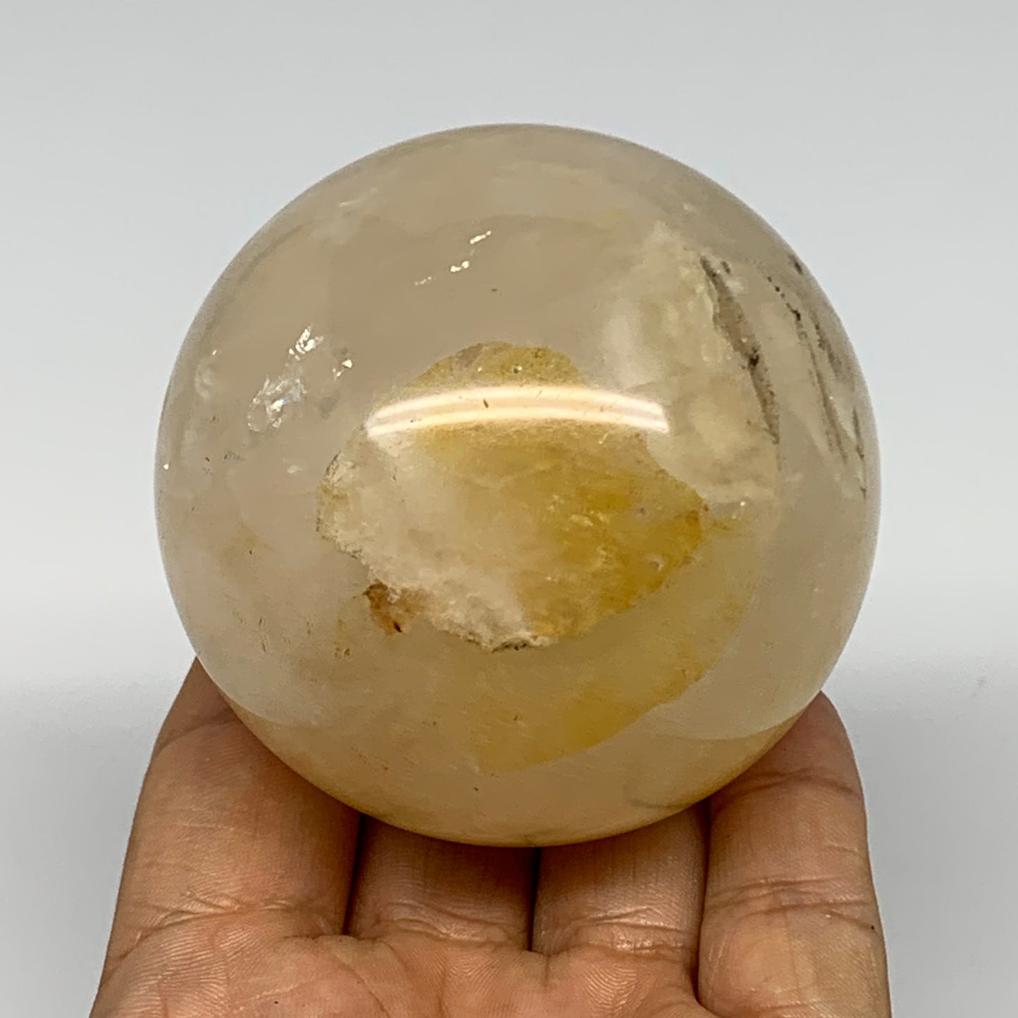 398.9g, 2.6" (66mm), Yellow Hematoid Sphere Crystal Ball Gemstones @Madagascar,B
