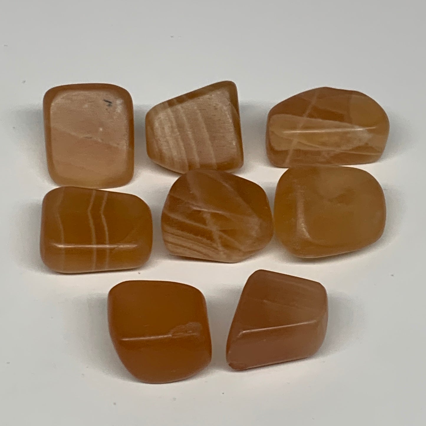143.7g, 1"-1.3", 8pcs, Honey Calcite Tumbled Stones @Afghanistan, B26745