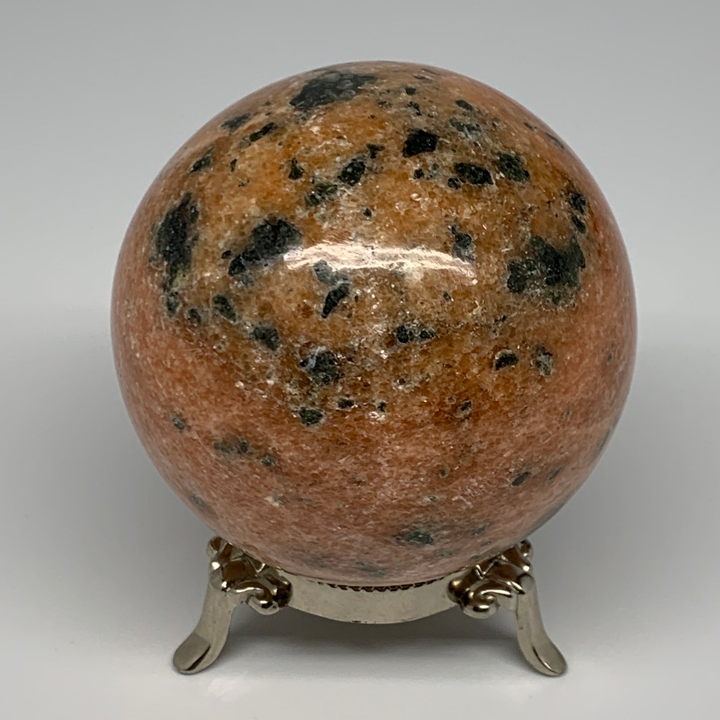 755g, 3.2"(80mm) Orange Calcite Sphere Ball Gemstone from Madagascar, B17182